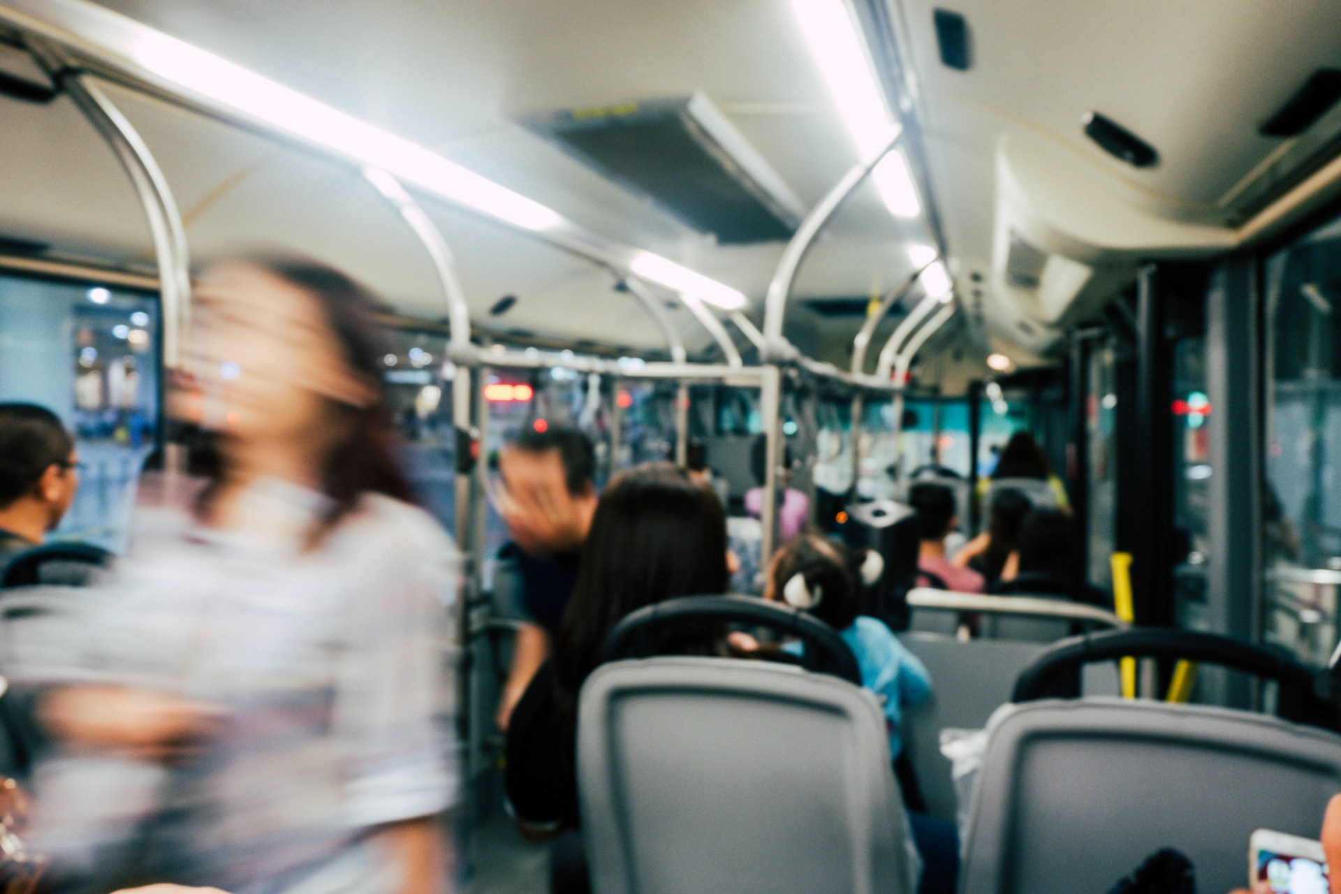 A blurred photo of a bus