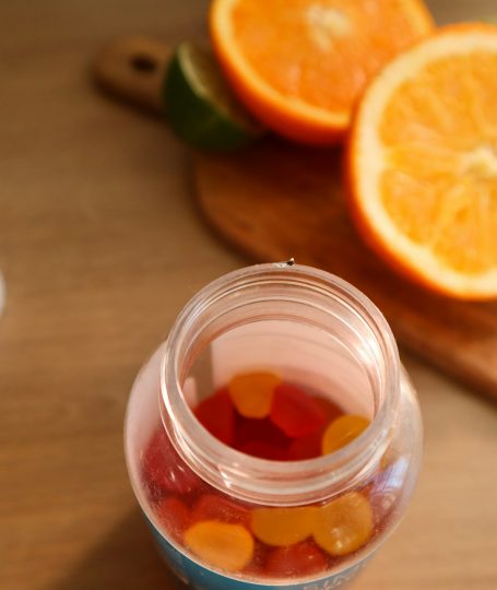 A jar filled with gummies