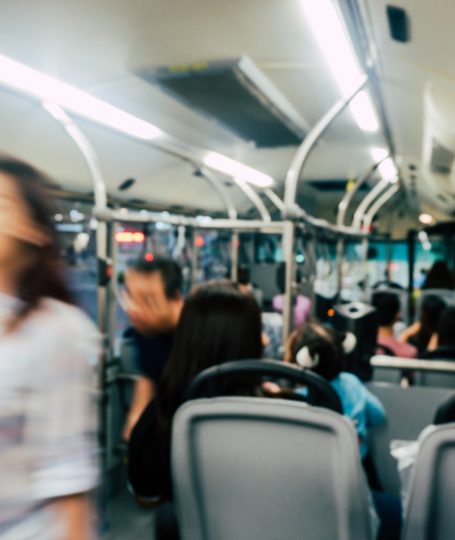 A blurred photo of a bus